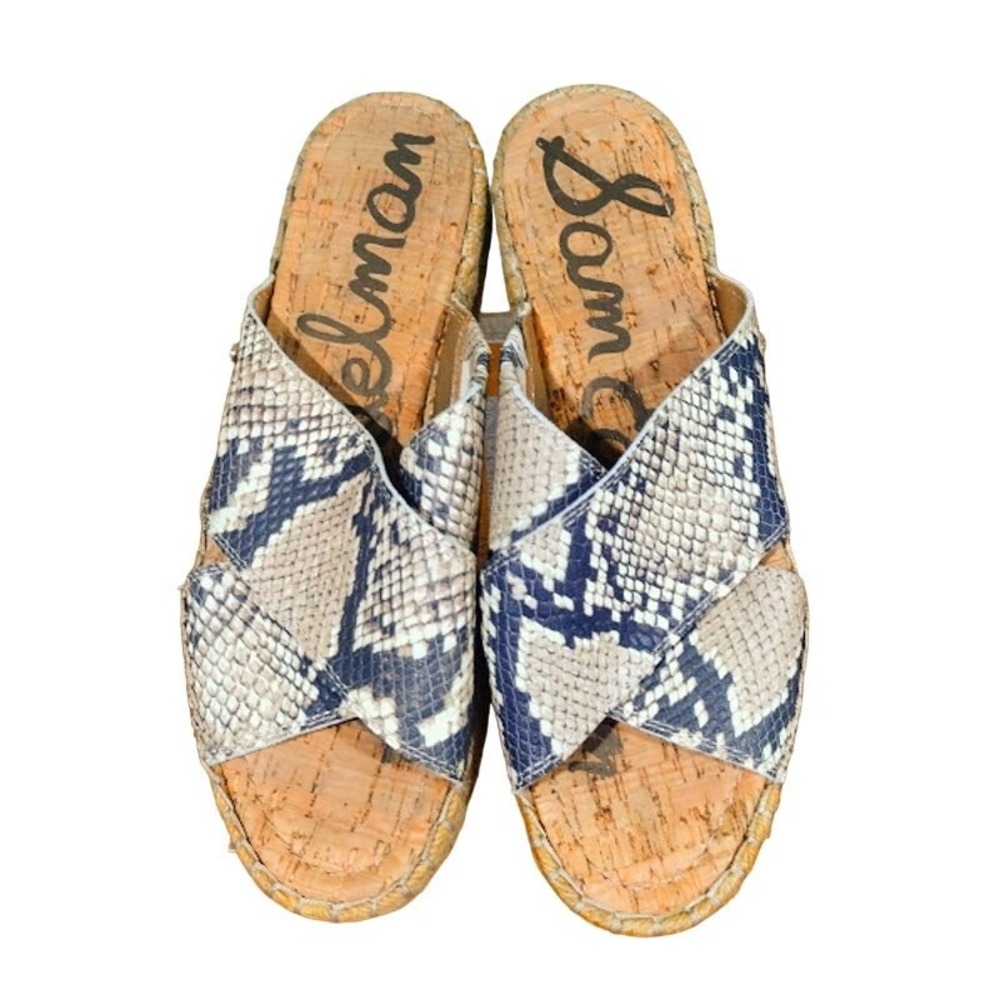 Sam Edelman Slip On‎ Platform Espadrilles, Blk, Beige, Sz 8